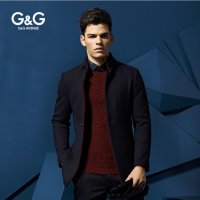 G&G男士春季外套呢子大衣男中长款毛呢外套男春秋英伦大衣男修身