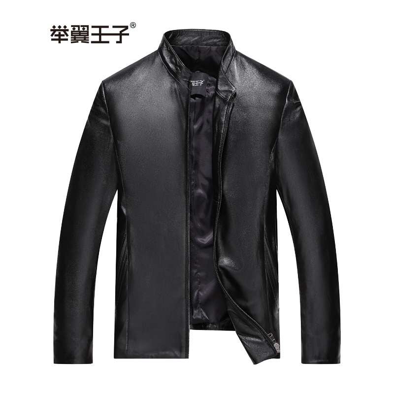 举翼王子小立领真皮皮衣男春秋冬单款头层绵羊皮夹克海宁时尚休闲中