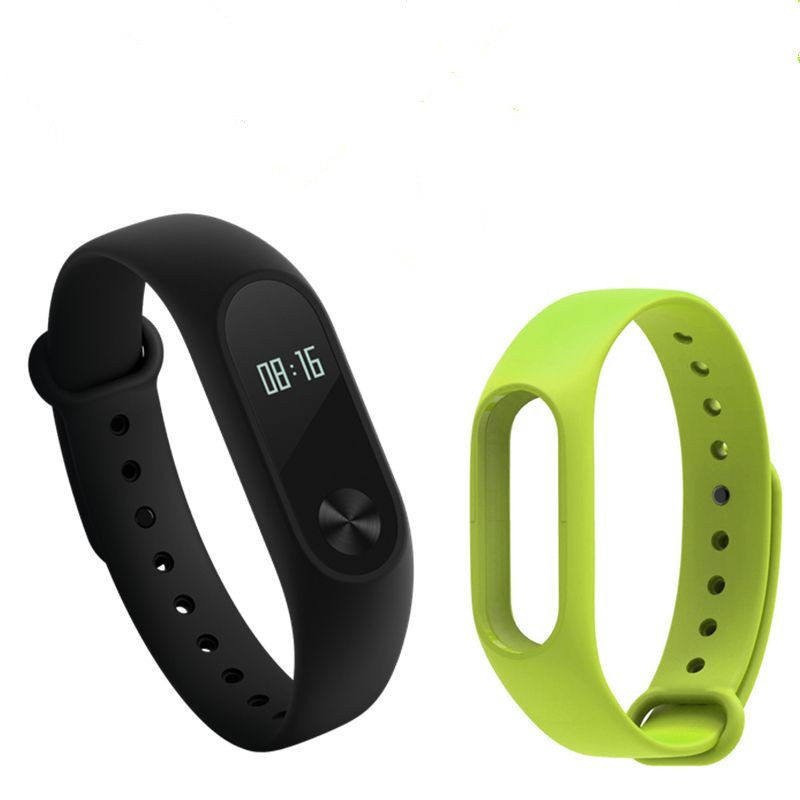 小米手环2 小米智能手环2代 来电显示短信提醒 时间显示运动记步睡眠心率 小米二代手环+绿色腕带