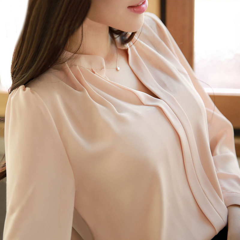 2017春夏新款女式衬衫韩版长袖宽松时尚休闲短袖显瘦雪纺衫
