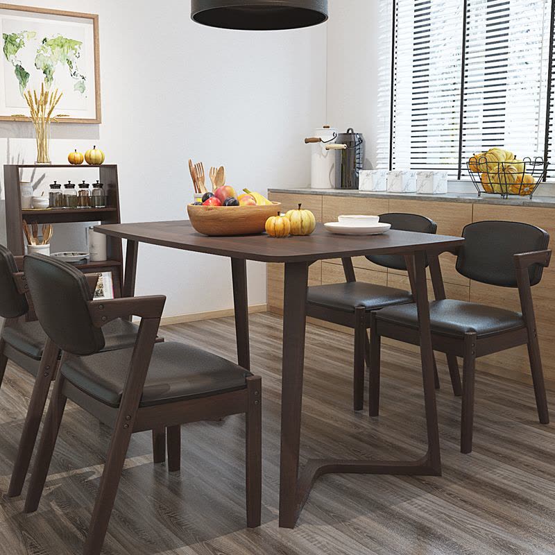 择木宜居 简约现代实木腿餐桌椅组合小户型家用长方形饭桌子饭台图片