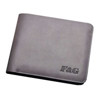 F&G梵谷 贵族灰色头层牛皮钱包短款 男士钱包软皮真皮皮夹子90055