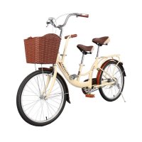 菲利普女式亲子车22寸接送小孩母子车高碳钢车架城市自行车淑女车