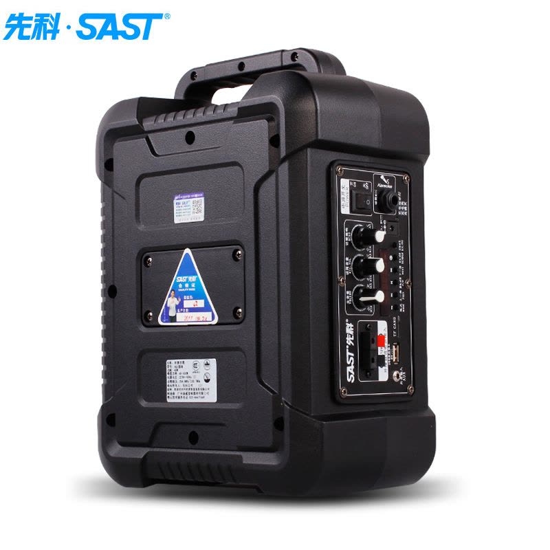 先科（SAST）SA-606A 便携式户外蓝牙音响广场舞播放器手提移动音箱 蓝色标配+2个无线话筒 黑色图片