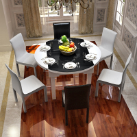 KAY时代 现代简约折叠餐桌椅组合伸缩实木圆方形小户型电磁炉餐桌