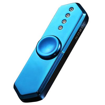 jobon中邦指尖陀螺USB充电打火机防风 创意旋转七彩灯电子钨丝点烟器 酷玩礼品 蓝色