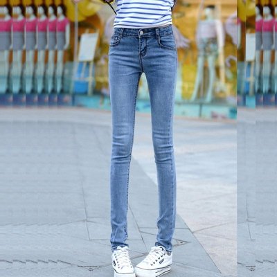萨麦斯 2015秋装新款女装 韩版中腰小脚铅笔显瘦弹力牛仔裤QY1842