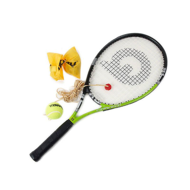 强力 碳铝一体成型网球拍 初学单人训练网球拍 学生单拍 附网球+回弹器 628B图片