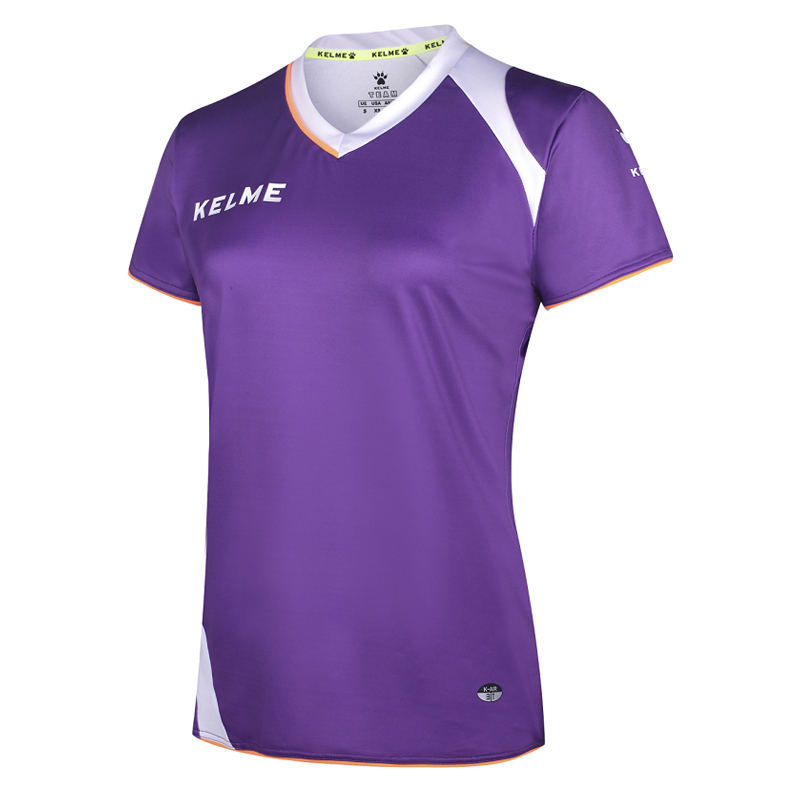 KELME卡尔美 K15Z207 女式足球服 V领短袖光板定制球衣 比赛训练服
