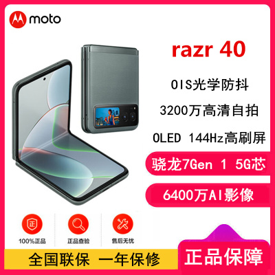 摩托罗拉Moto Razr 40 8GB+256GB 天青灰 掌心玲珑 自由悬停 旗舰影像 双卡 5G折叠屏旗舰手机 刀锋