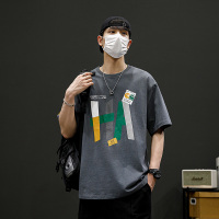夏季短袖t恤男士韩版宽松印花个性打底衫半袖薄款青少年学生体恤 MD26003