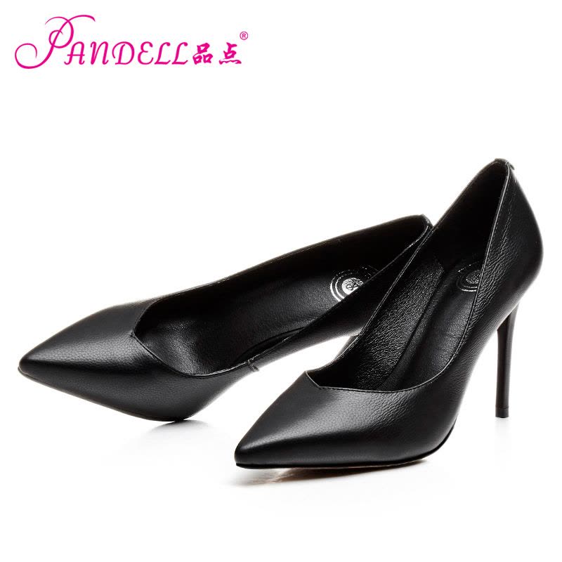 品点(Pandell)新款尖头高跟鞋性感时尚牛皮女鞋浅口单鞋气质细跟鞋图片