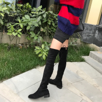2017秋冬新款长筒靴羊反绒平跟低跟女靴