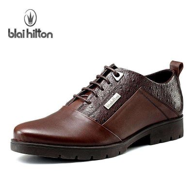 blai hilton/布莱希尔顿 鸵鸟纹 男士商务正装皮鞋真皮正品男鞋