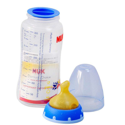 NUK 300ML PP 新型宽口彩色奶瓶 （带1号乳胶宽口仿真通气奶嘴）