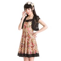 卡莱施2014夏韩版女装短袖修身显瘦两件套淑女连衣裙印花吊带短裙半身裙