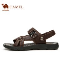 Camel骆驼男鞋 夏季牛皮露趾透气休闲沙滩凉鞋
