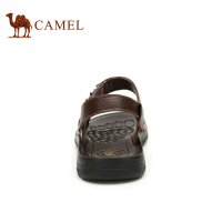 Camel骆驼男鞋 夏季牛皮露趾透气休闲沙滩凉鞋