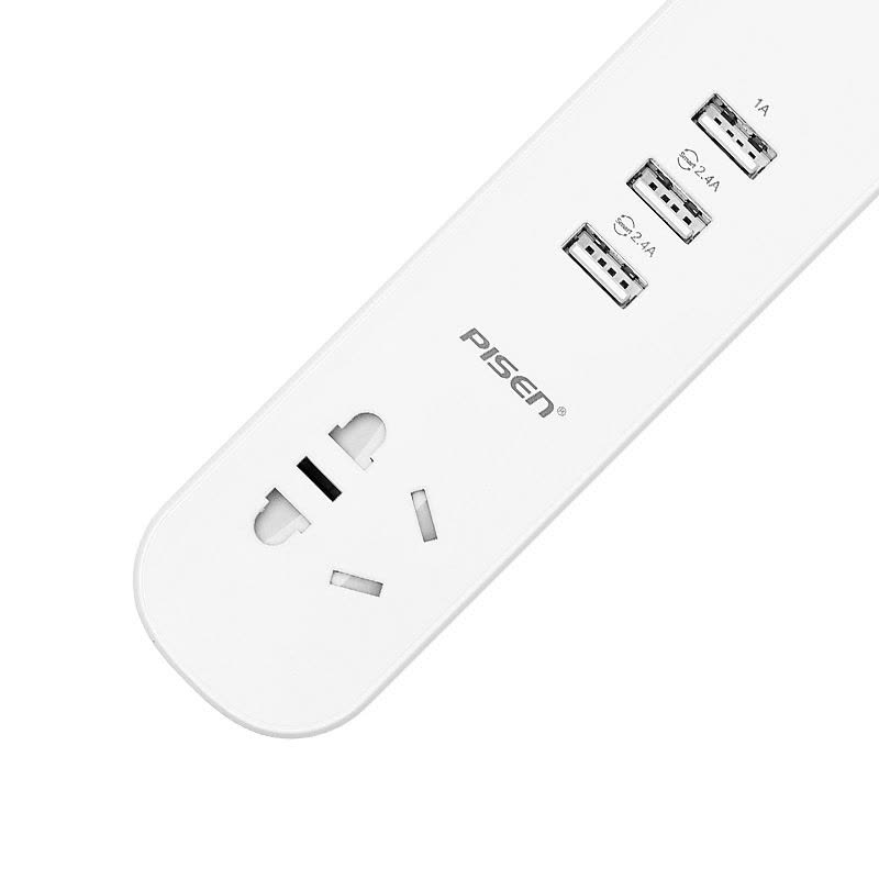 品胜(PISEN) 插线板USB宽座 3USB口加2个国标5孔插座 排插拖线板手机平板充电器 排插图片
