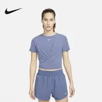 NIKE耐克针织衫DRI-FIT扭结式短袖舒适休闲运动上衣女DD4922-491