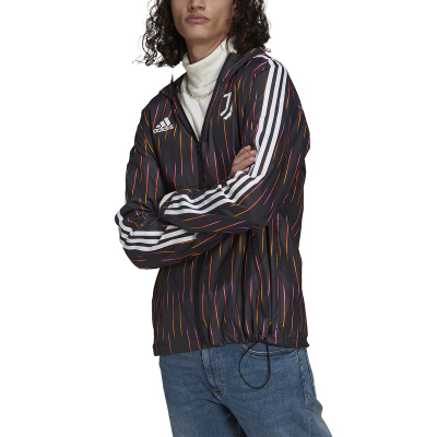 adidas Juve Windbreakr 尤文图斯 足球训练运动连帽Logo夹克外套 男款 黑色GR2901