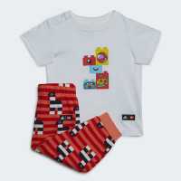 adidas x LEGO/乐高 联名款 童装 卡通积木印花短袖T恤休闲短裤套装 女童 HB4429