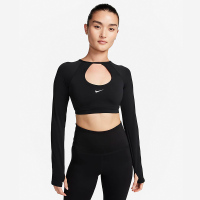 Nike Indy 纯色Logo标识速干短款长袖健身衣 女款 黑色 FB4103-010