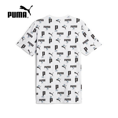 PUMA x THE SMURFS 联名款 卡通动漫印花圆领套头短袖T恤 男款 白色 622190-02