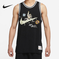 Nike Dri-FIT 趣味图案印花透气圆领篮球背心 男款 黑色 DV3191-010