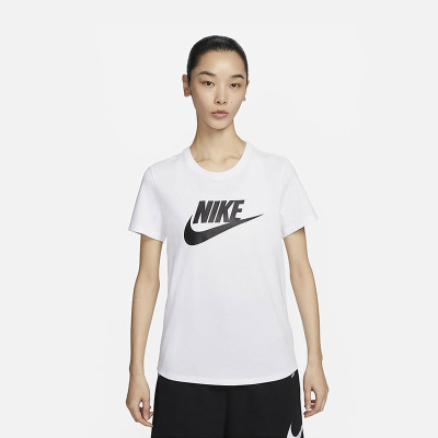 Nike Sportswear 印花运动休闲圆领透气短袖T恤 女款 白色 DX7907-100