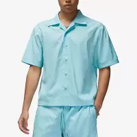 Jordan耐克夏季男士翻领 宽松休闲蓝色短袖衬衫T恤DX9682-464