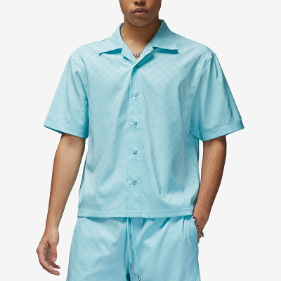 Jordan耐克夏季男士翻领 宽松休闲蓝色短袖衬衫T恤DX9682-464