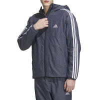 adidas 三条纹Logo徽标印花拉链宽松长袖夹克外套 男款 传奇蓝 IK7324