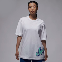 耐克Jordan 字母Logo印花宽松短袖T恤 女款 白色 FQ0364-100