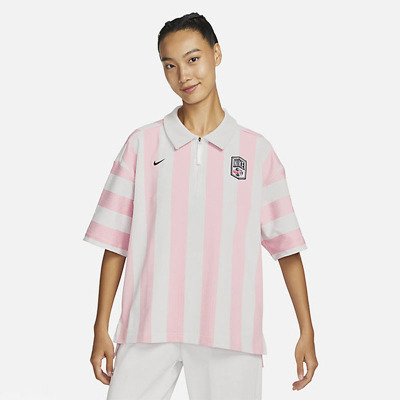 Nike 拼色条纹休闲短袖T恤 女款 粉色 FQ0701-122