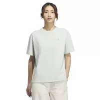 adidas originals三叶草标识圆领短袖宽松T恤 女款 亚麻绿 IK8627