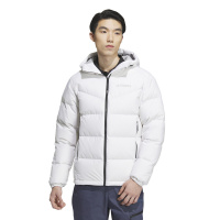 adidas Goose Down Jacket 纯色Logo标识长袖连帽羽绒服 男款 白色 IU2684