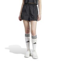 adidas 纯色Logo标识松紧腰直筒女足世界杯短裤 女款 黑色 IB4757