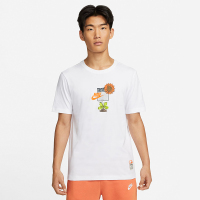 Nike Logo植物图案卡通印花圆领休闲短袖T恤 男款 白色 送男生 DQ1034-100