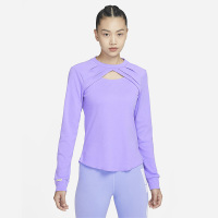 Nike 纯色Logo刺绣镂空圆领套头长袖T恤 女款 太空紫 DV8215-567