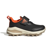 adidas Fortarun 耐磨减震低帮全地形跑步鞋 儿童 黑橙色 GZ1816