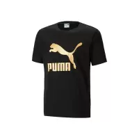 PUMA Logo印花运动圆领短袖T恤 男款 黑色 621559-01