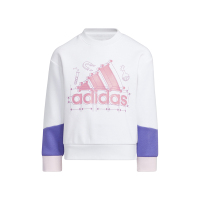 adidas 童装 Logo印花加绒圆领套头长袖卫衣 女童 粉色 HM9626