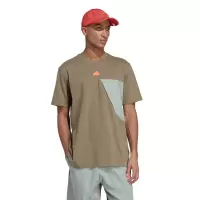 adidas 拼色Logo印花圆领套头休闲短袖T恤 男款 橄榄绿 IP3735