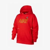 Nike 童装 Cny系列 字母Logo卡通图案印花连帽卫衣 男童女童 大学红 FD6996-657