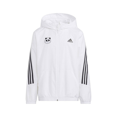 adidas 童装 Jk Gfx Wv Jk 熊猫图案Logo拉链连帽夹克外套 女童 白色 IA9097