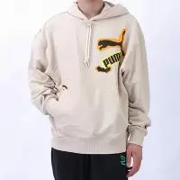 PUMA 字母Logo徽标运动连帽长袖卫衣 男款 卡其色 539966-88