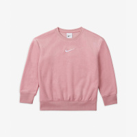 Nike 童装 纯色Logo徽标罗纹圆领运动套头加绒卫衣 男童女童 粉色 FD9214-698