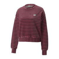 PUMA Downtown环保系列 条纹长袖套头运动休闲卫衣 女款 紫红色 537632-45