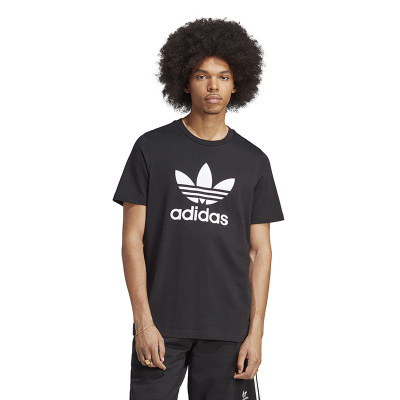 adidas originals 三叶草Logo印花圆领运动短袖T恤 男款 黑色 IA4815